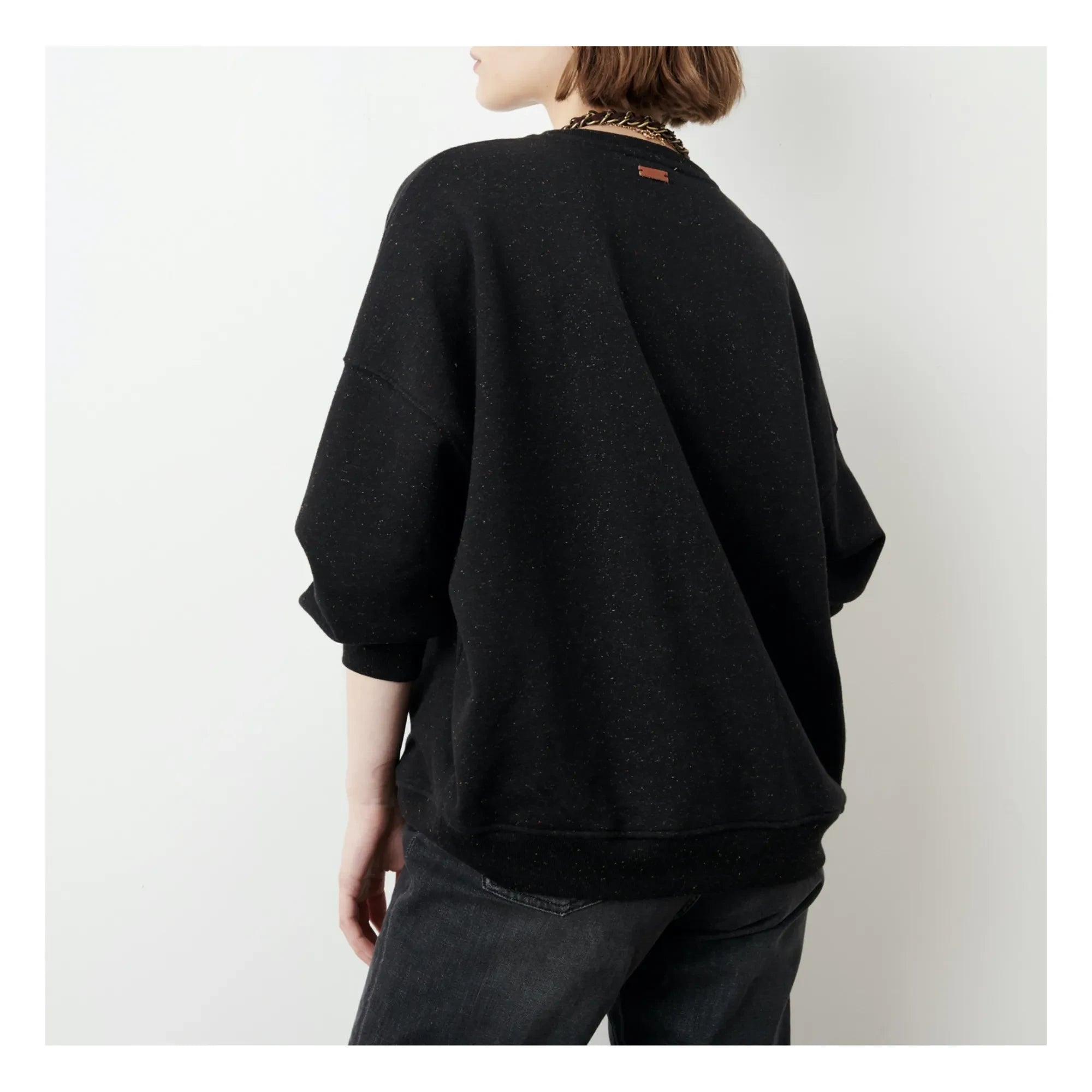 Sessùn - Chebbi Benekli Pamuklu Sweatshirt | Siyah