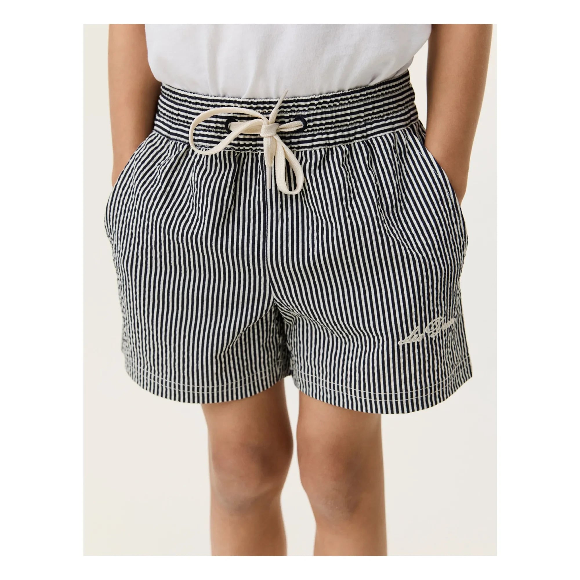 Les Deux - Stan Gestreifte Badeshorts | Schwarz