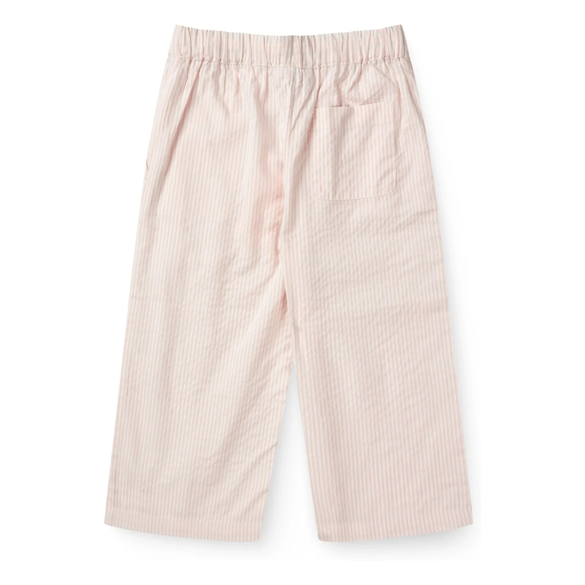 Copenhagen Colors - Organic Cotton Seersucker Striped Lace-Up Trousers | Pale Pink