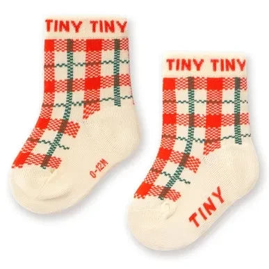 Tinycottons - Ekru Bebek Ekose Çorap