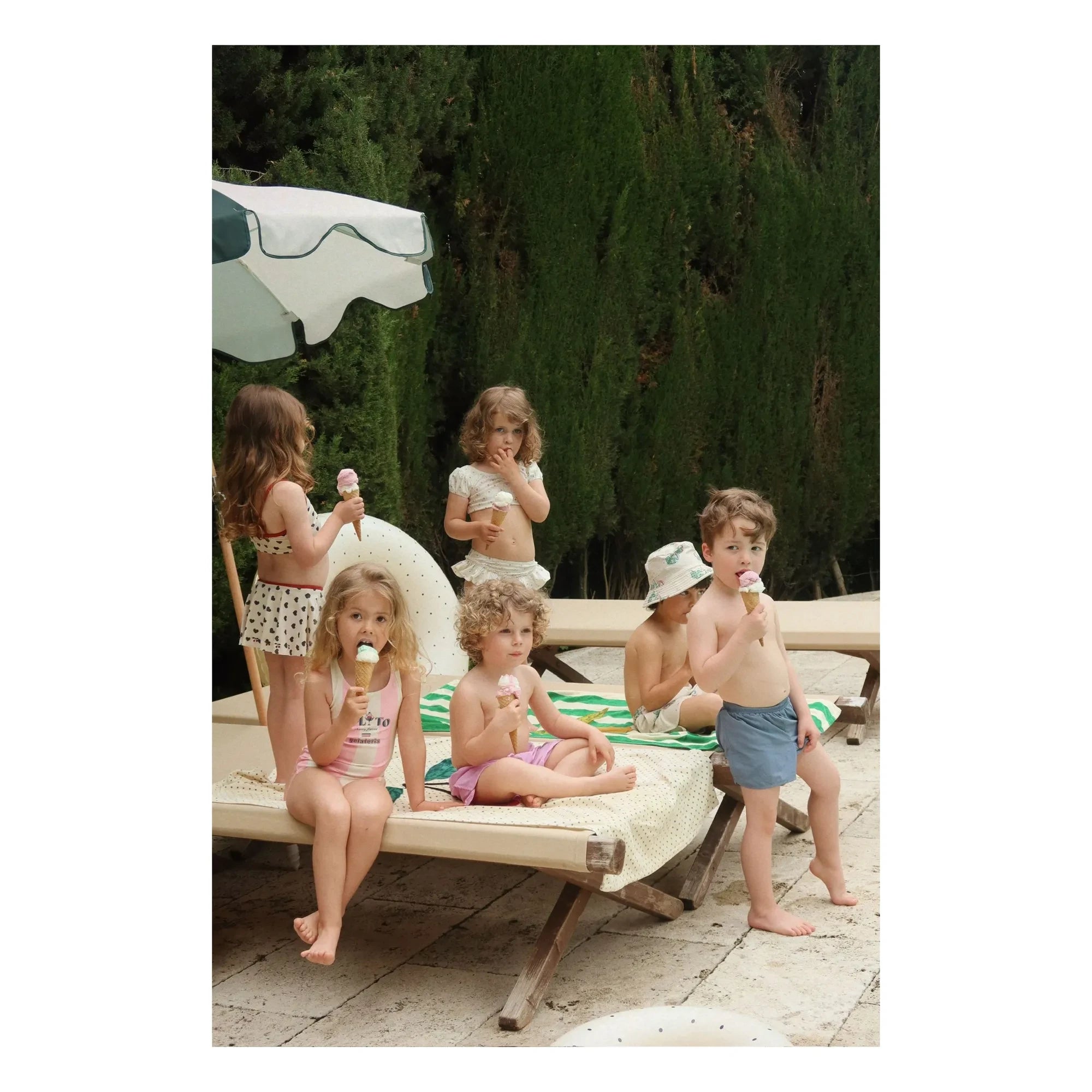 Konges Sløjd - Manon Hearts Glitter Skirted Swimsuit | Ecru