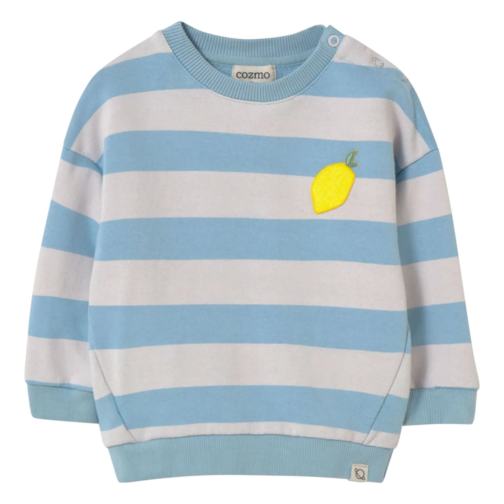 Cozmo - Kelly Striped Fleece Sweatshirt | Light Blue
