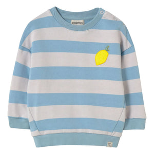Cozmo - Kelly Çizgili Polar Sweatshirt | Açık mavi