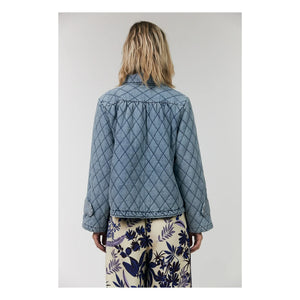Lollys Laundry - Viola Quilted Cotton Jacket | Denim Blue