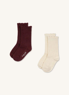 Konges Sløjd - 2 Pair Pointelle Sock Set | Burgundy