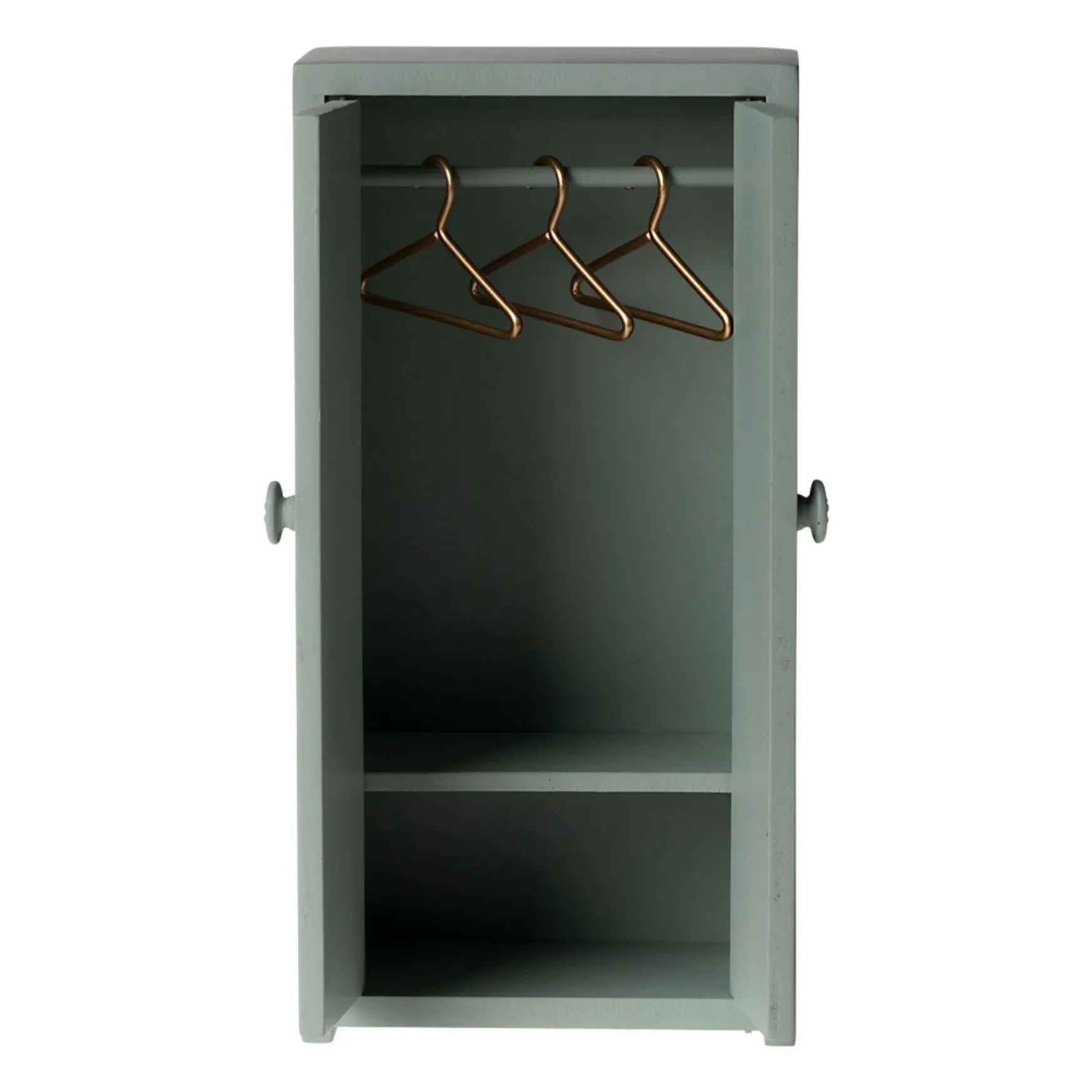 Maileg - Kleiderschrank und Kleiderbügel | Grau-Blau