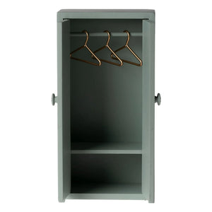 Maileg - Kleiderschrank und Kleiderbügel | Grau-Blau