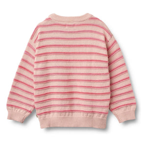 Wheat - Harlow Gestreifter Pullover aus Bio-Baumwoll-Jacquard | Hellrosa