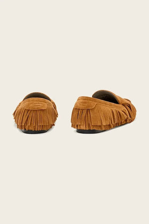 AllSaints kadın süet mokasen Sandy Fringe Loafer