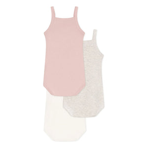 Petit Bateau - 3-Pack Organic Cotton Strapless Bodysuit Set | Powder Pink