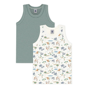 Petit Bateau - 2'li Savane Organik Pamuklu Atletler | Yeşil