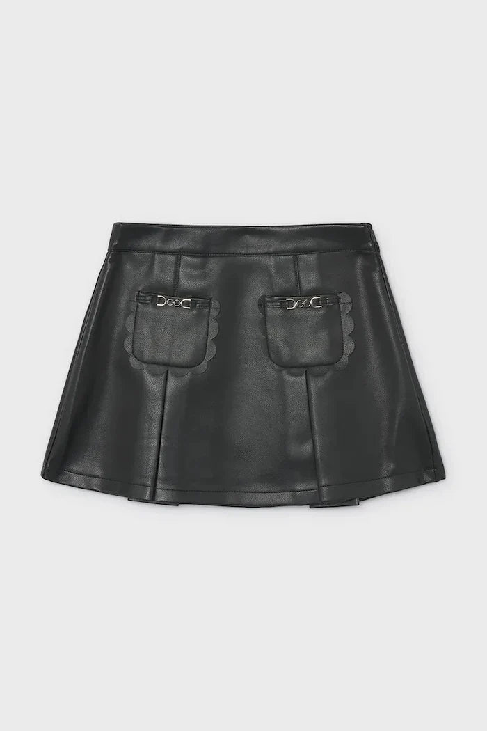 Suni Deri Görünümlü Etek