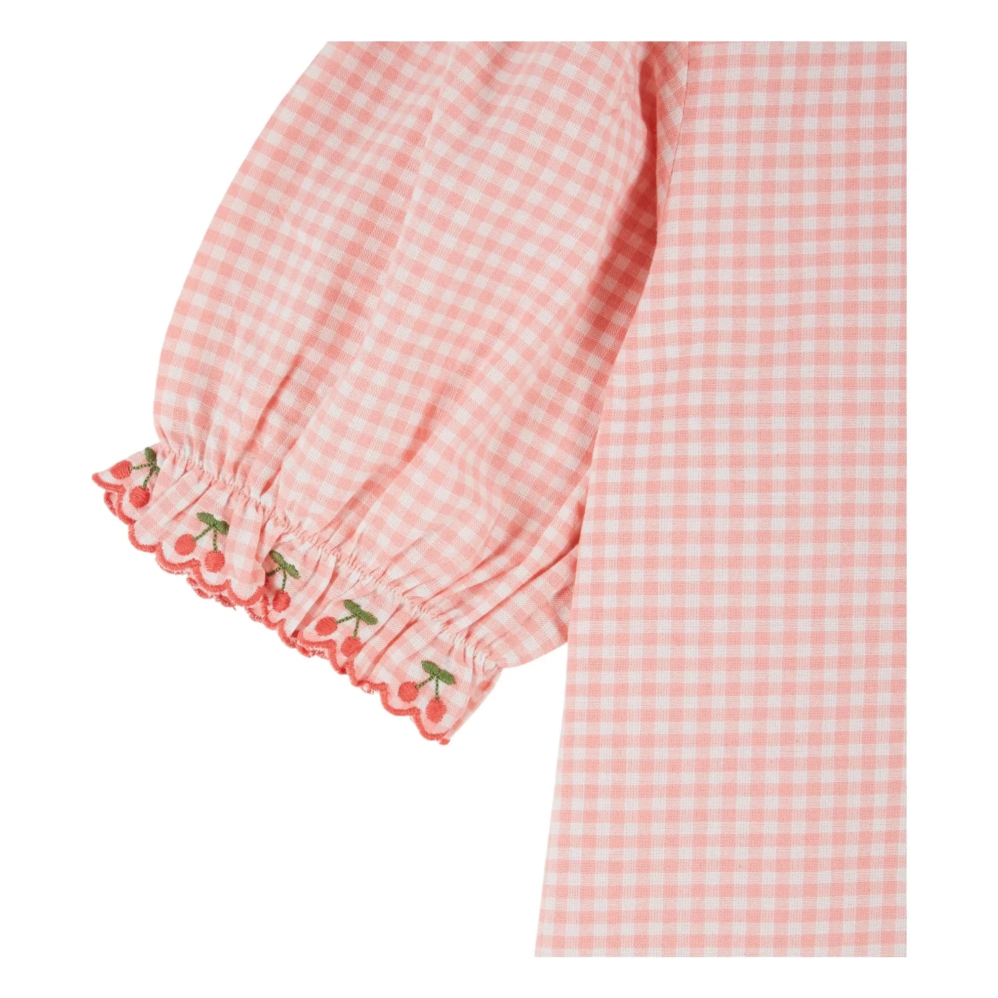 Emile et Ida – Bluse mit Vichy-Stickerei aus Bio-Baumwolle | Rosa