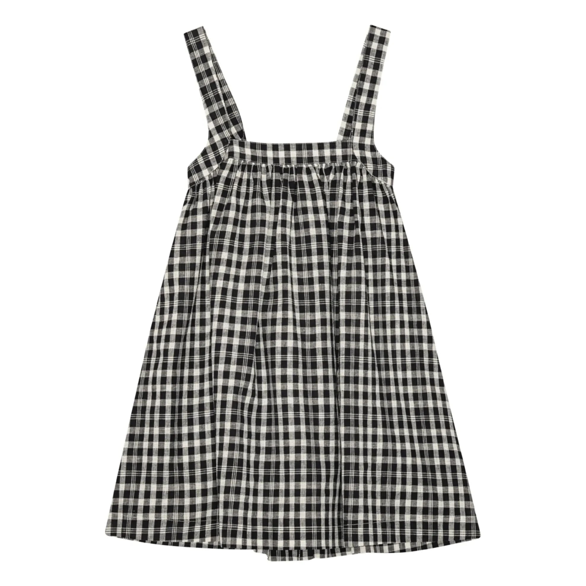 brunobruno nation - Emily Dress Linen and Organic Cotton Check | Black