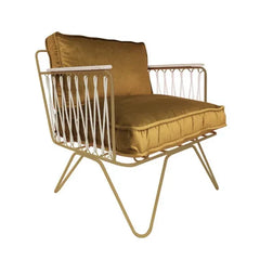 Honoré - Brushed Brass Croisette Armchair - Velvet | Ivory