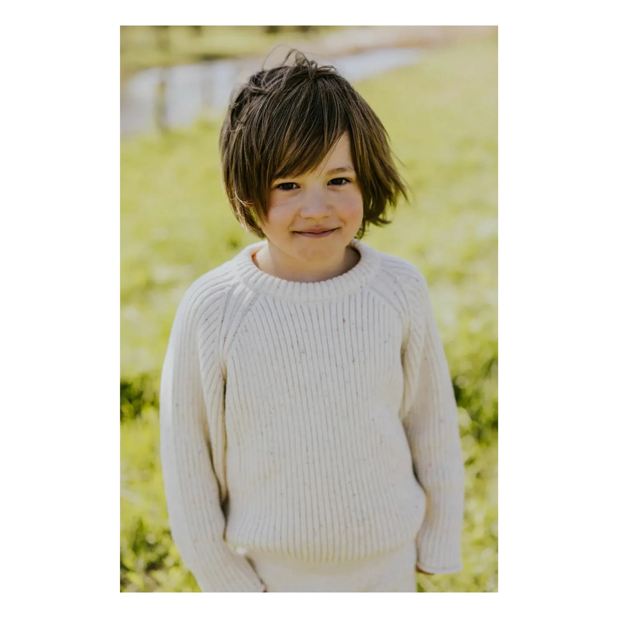Yuki - Organic Cotton Ribbed Sweater | Heather White