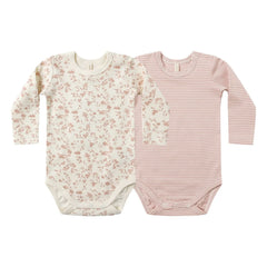 Quincy Mae - 2er-Set Blumen-Bodys aus Bio-Baumwolle | Rosa
