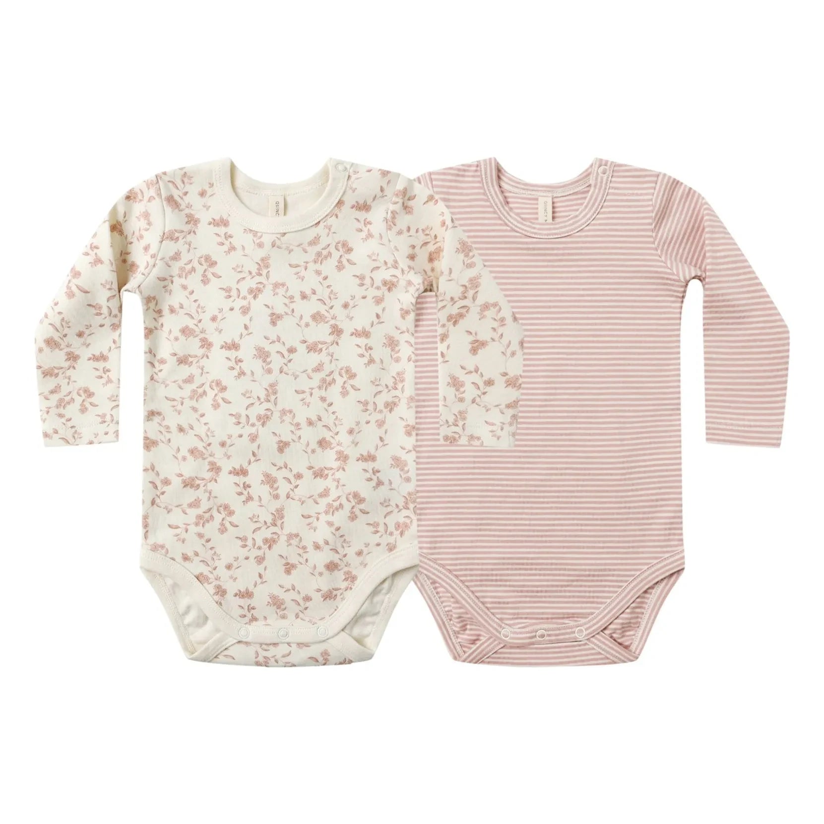 Quincy Mae - 2er-Set Blumen-Bodys aus Bio-Baumwolle | Rosa