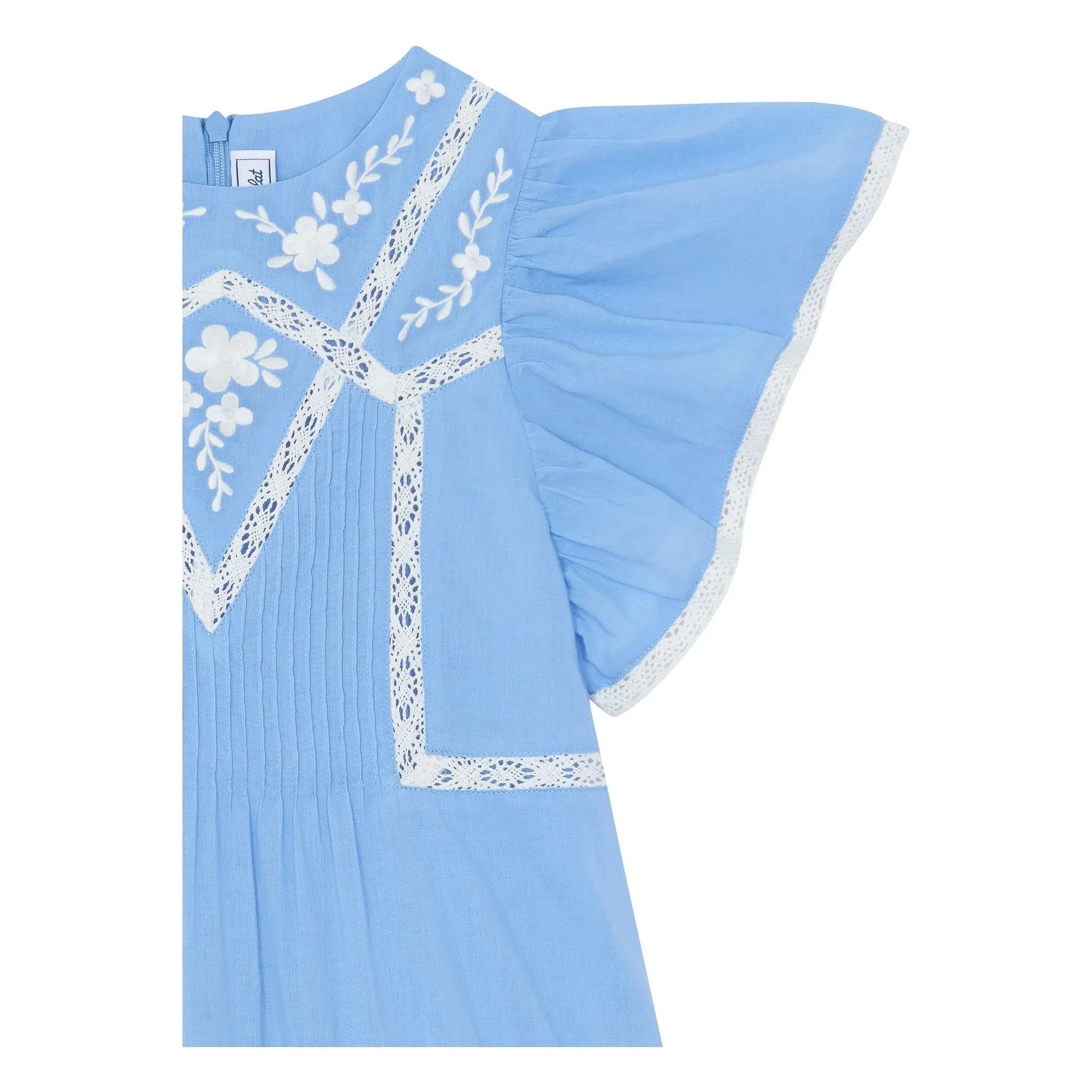 Tartine et Chocolat - Ruffled Lace Dress | Azure Blue