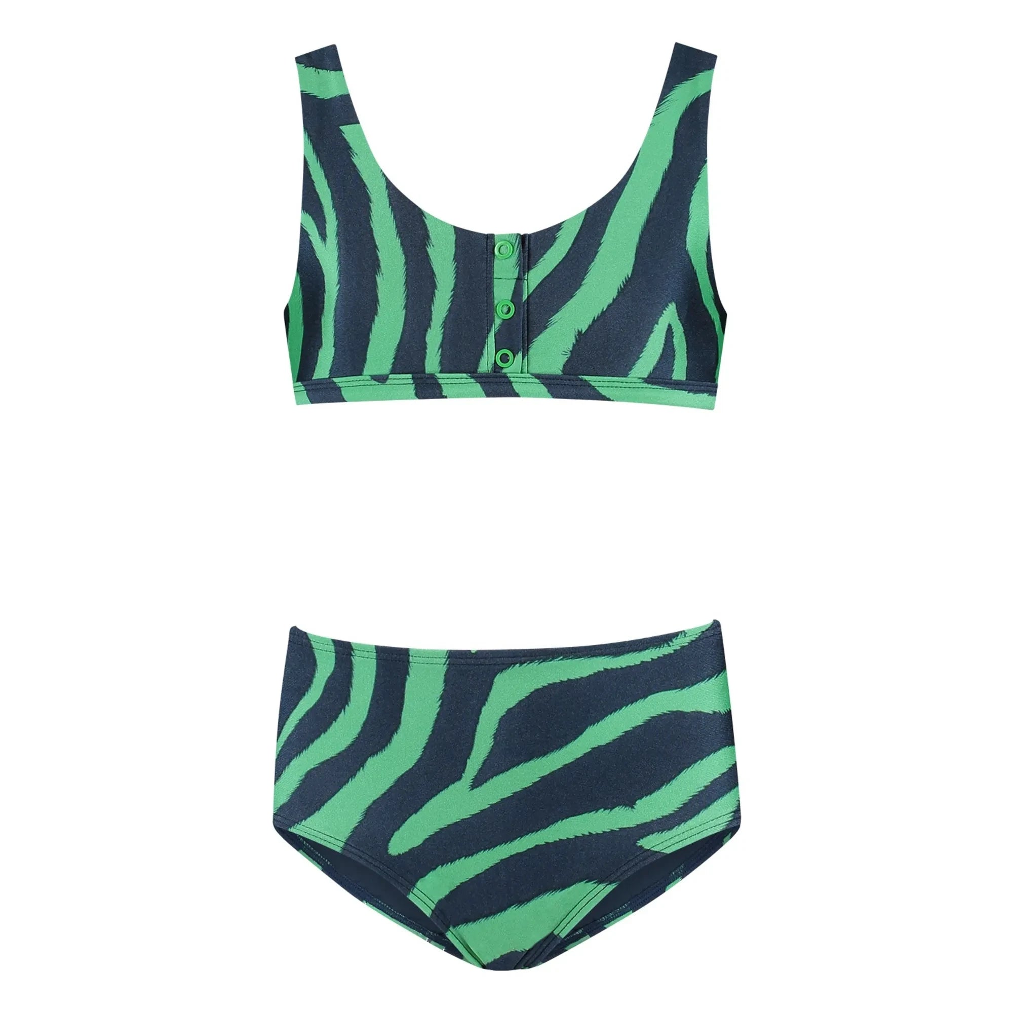 Beachlife - Zebra Knopf Badeanzug Recycelte Fasern | Grün