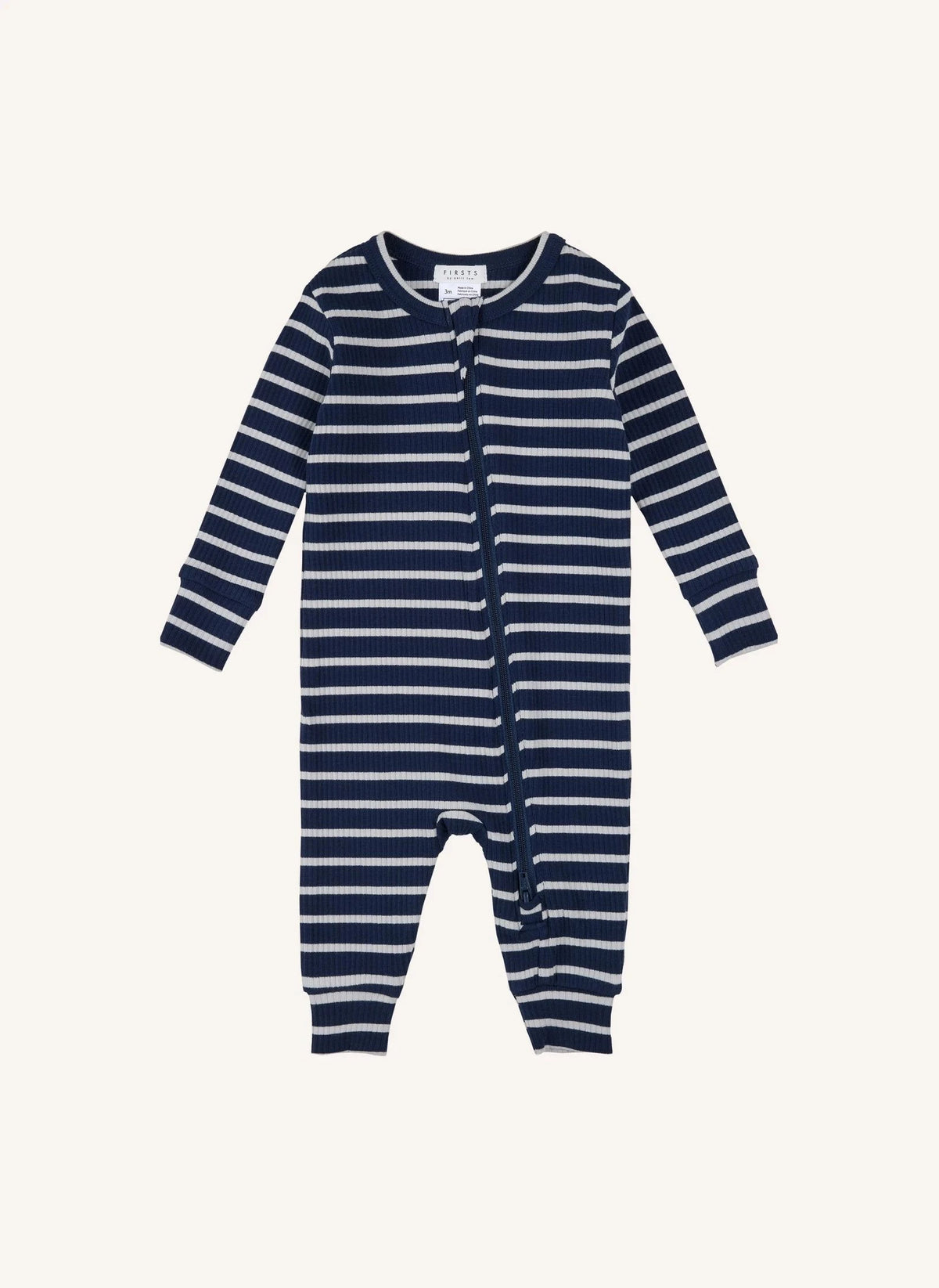 Petit Lem - Modal ve Organik Pamuktan Çizgili Nervürlü Paçaları Kapalı Pijama | Lacivert