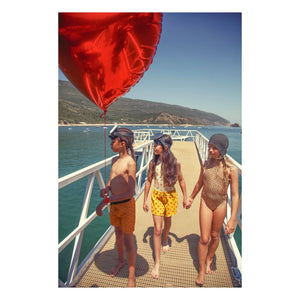 Piupiuchick - Efektli Şort Twill Hearts | Hardal
