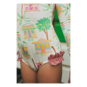 Pepita & Me - Alana Island Long Sleeve Swimsuit | Ecru