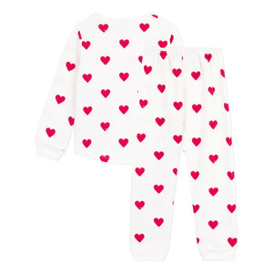 Petit Bateau - Heart-Shaped Fleece Pajamas | Ecru