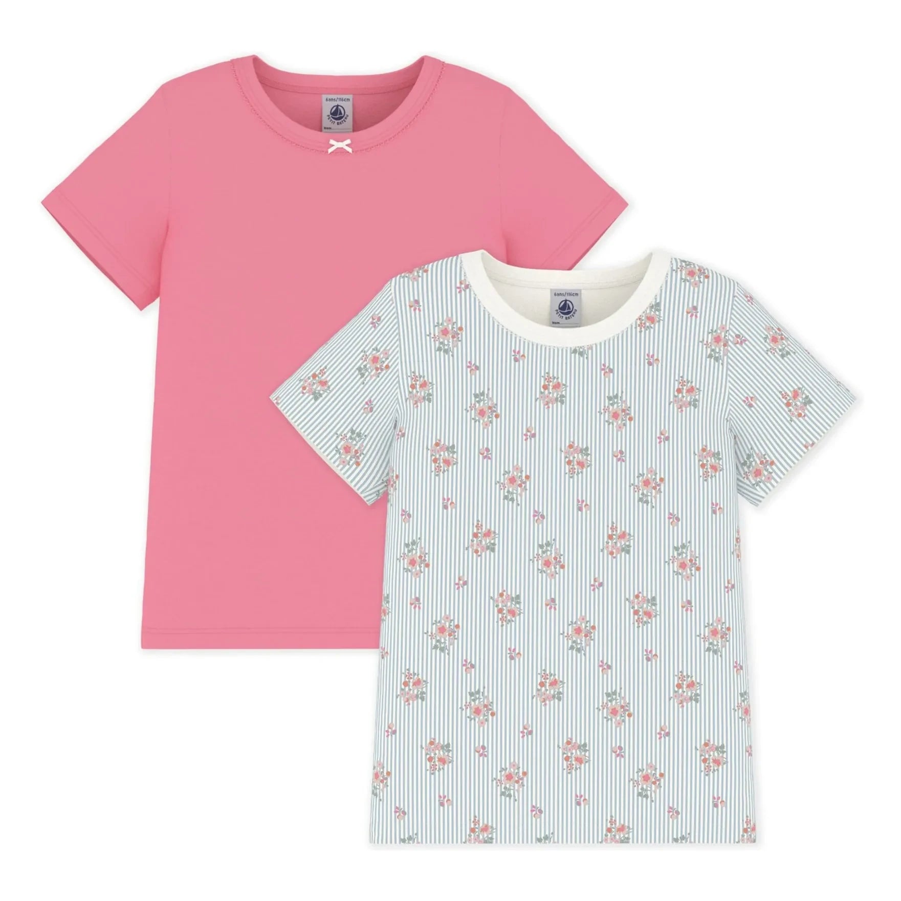 Petit Bateau - Batch 2 T-Shirts mit Blumenmuster | Rosa