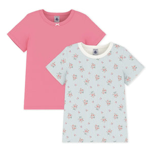 Petit Bateau - Batch 2 T-Shirts mit Blumenmuster | Rosa