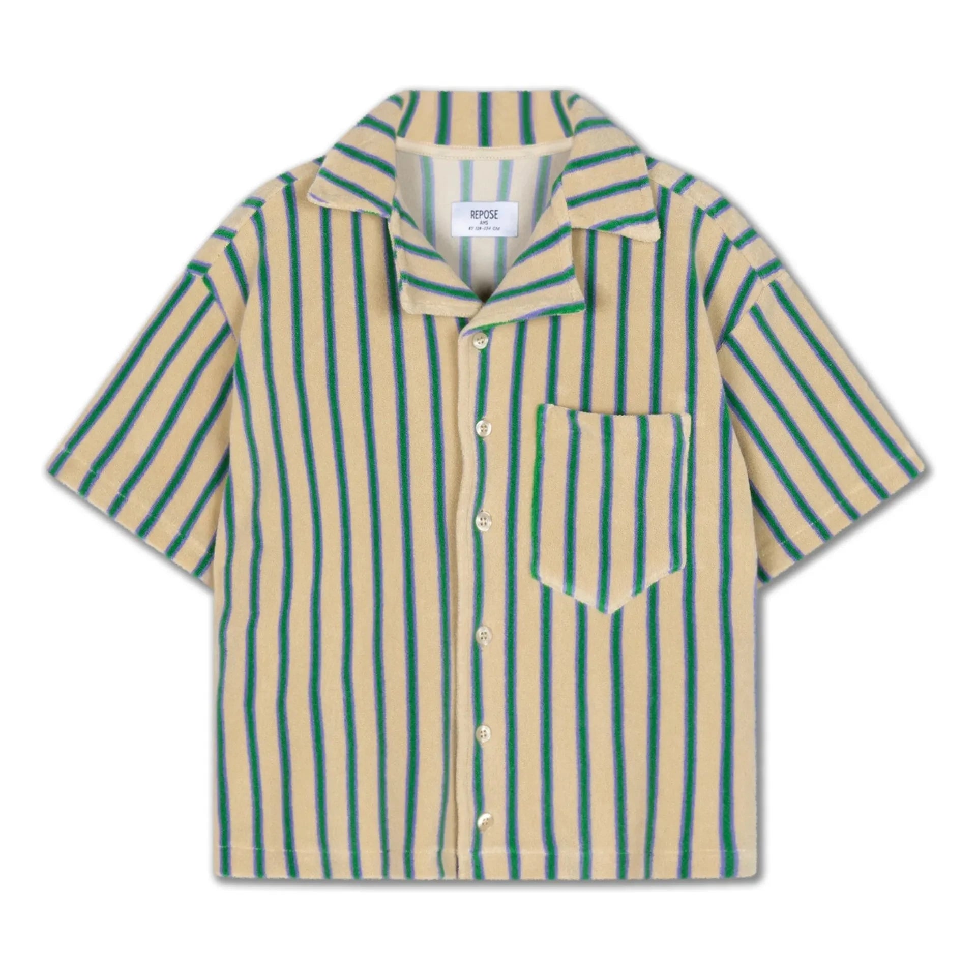 Repose AMS - Gestreiftes Hemd aus Bio-Baumwollfrottee | Hellgelb