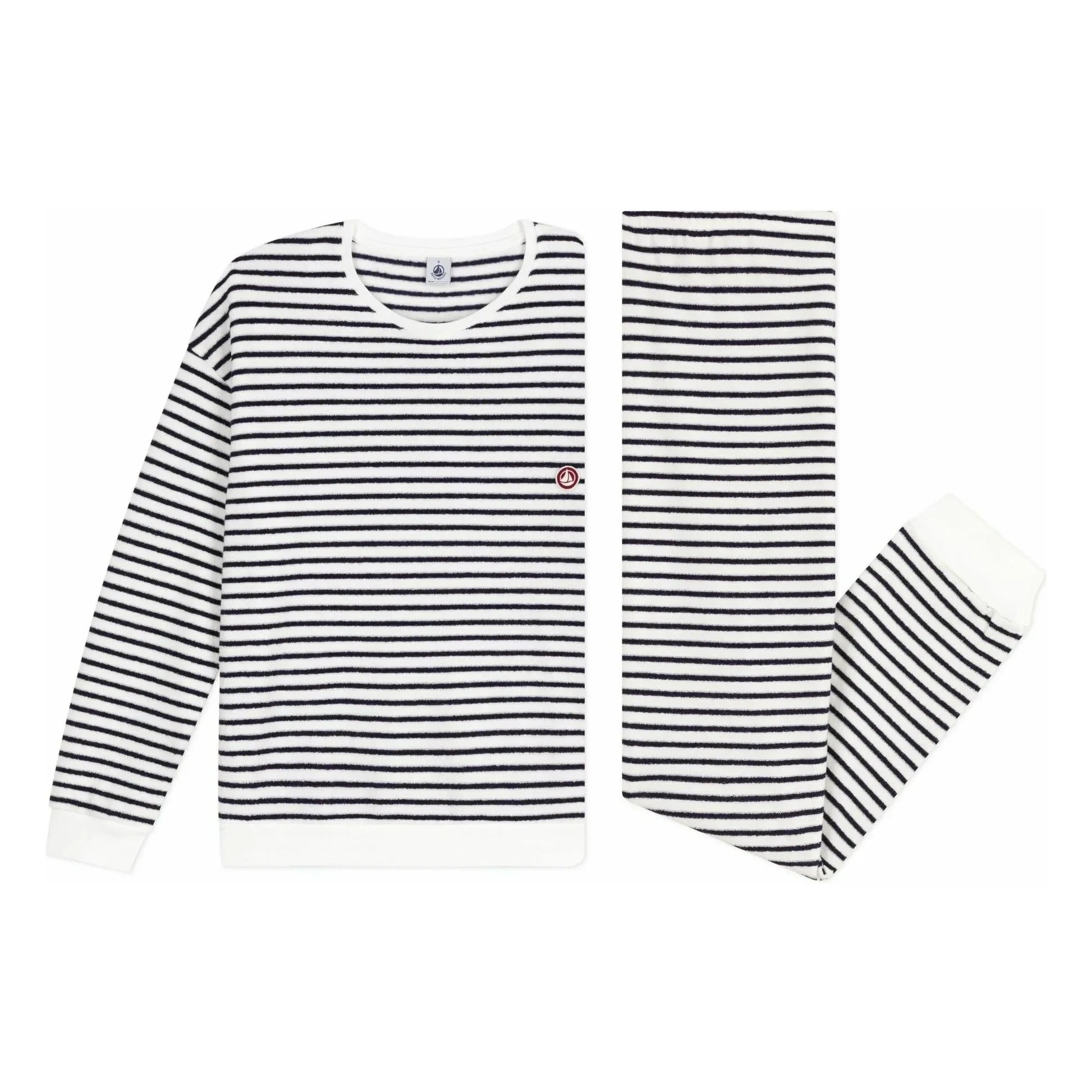 Petit Bateau - Çizgili Havlu Pijama | Ecru