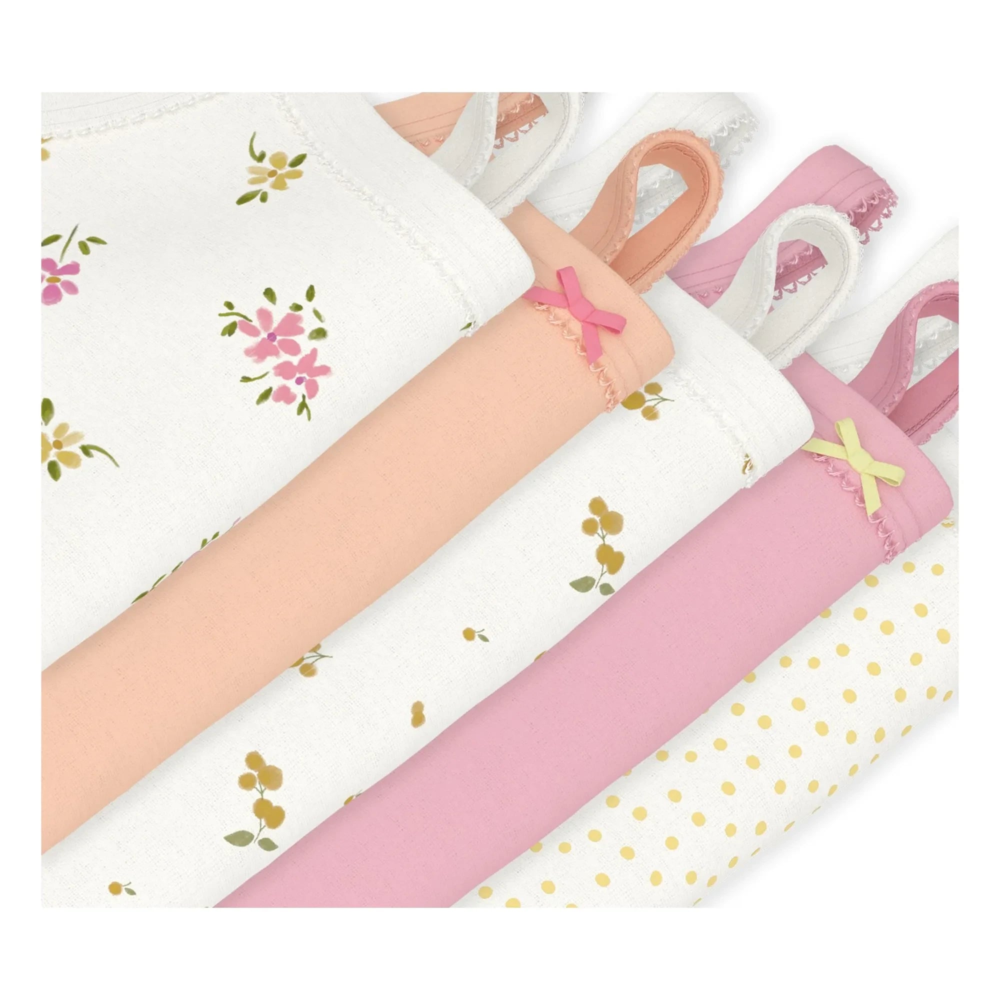 Petit Bateau - 5'li Çiçek Desenli Askılı Body Seti | Beyaz