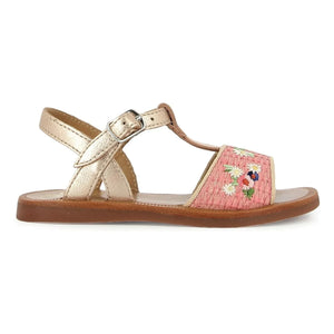 Pom d'Api - Sandaletler Plagette Raphia Brod | Pembe