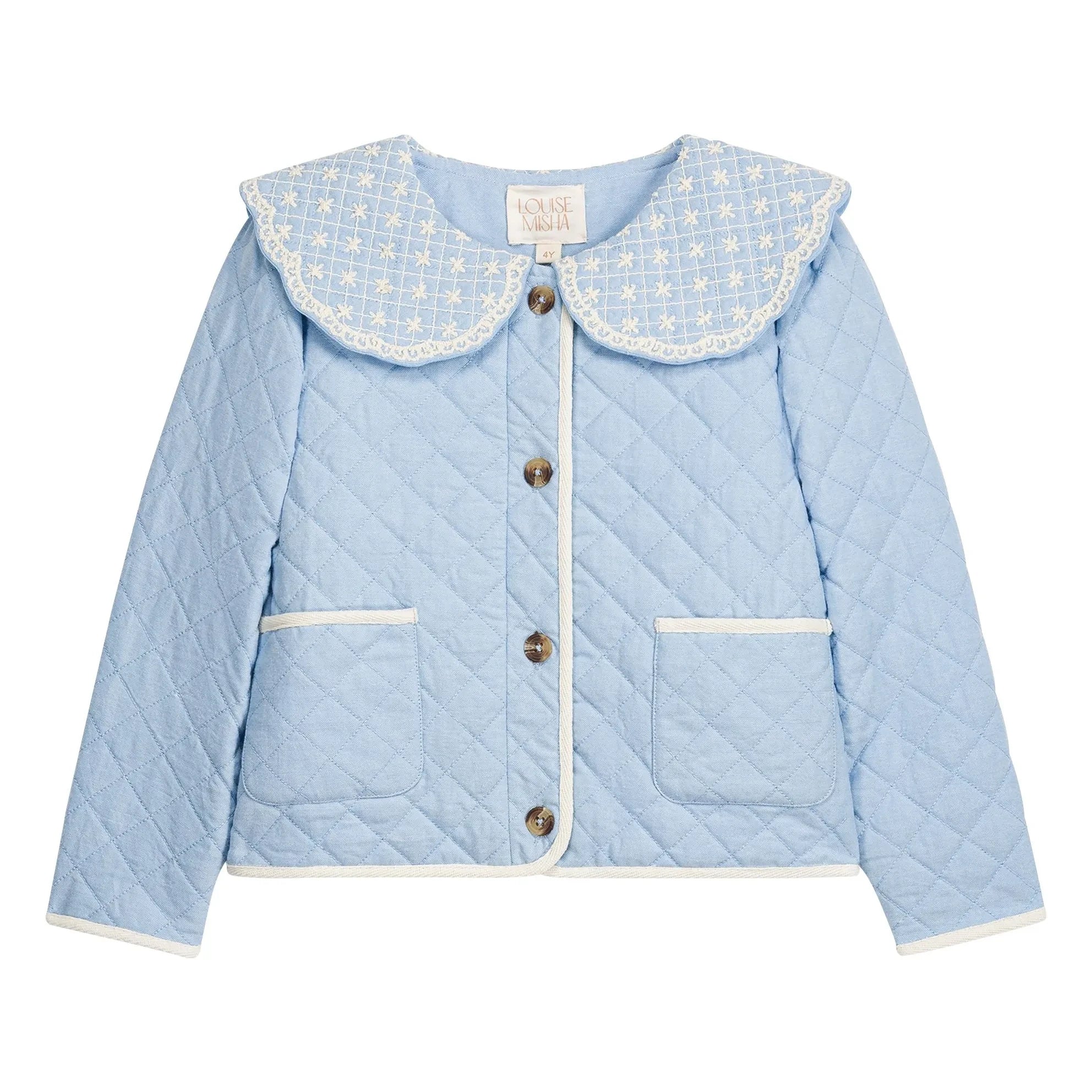 Louise Misha - Augustina Gesteppte Jacke aus Bio-Baumwolle | Blau