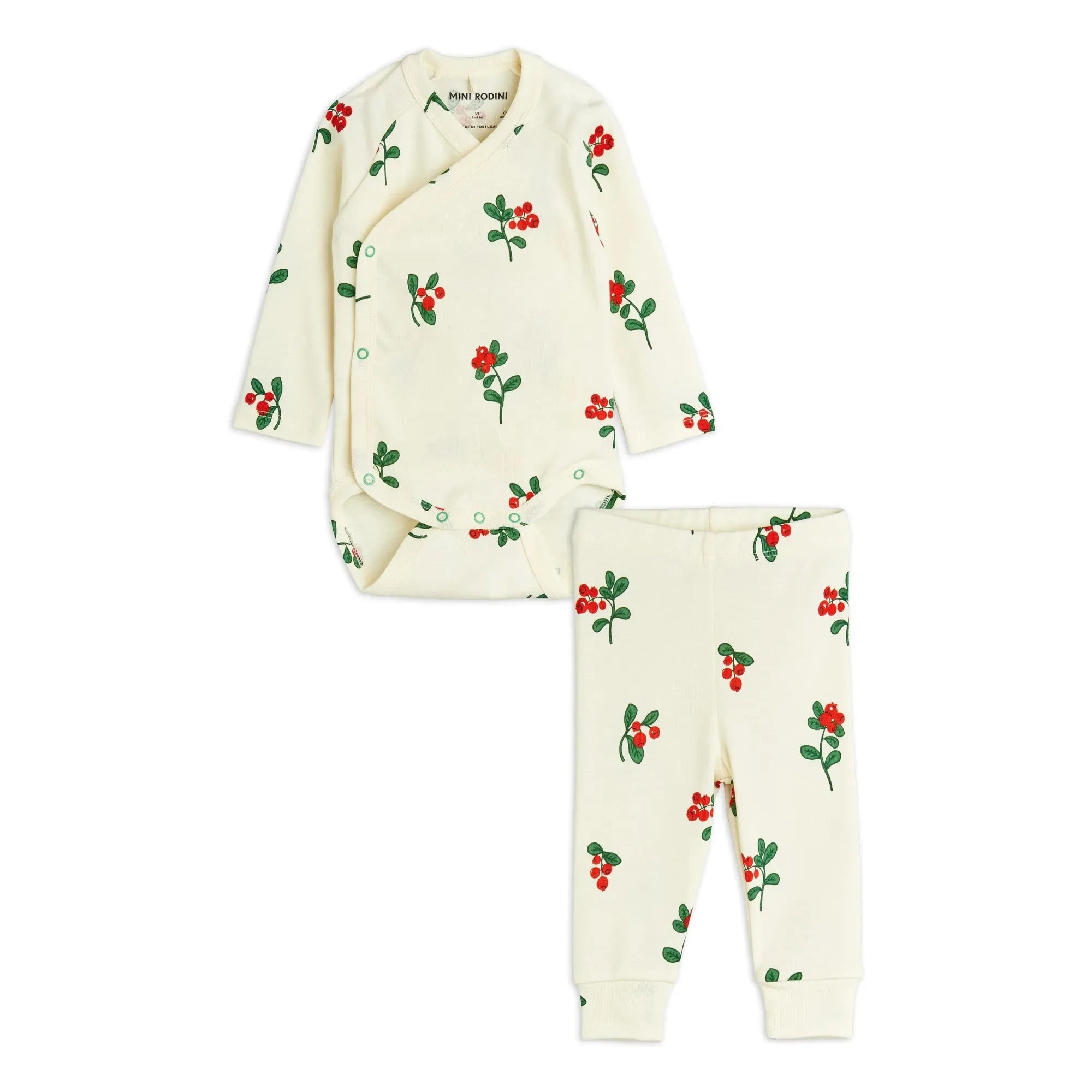 Mini Rodini - Set aus Body und Leggings mit Blumenmuster aus Bio-Baumwolle | Ecru