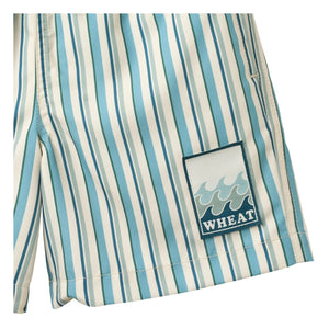 Wheat - Hansi Badge Recycled Fiber Striped Swimsuit Shorts | Blue