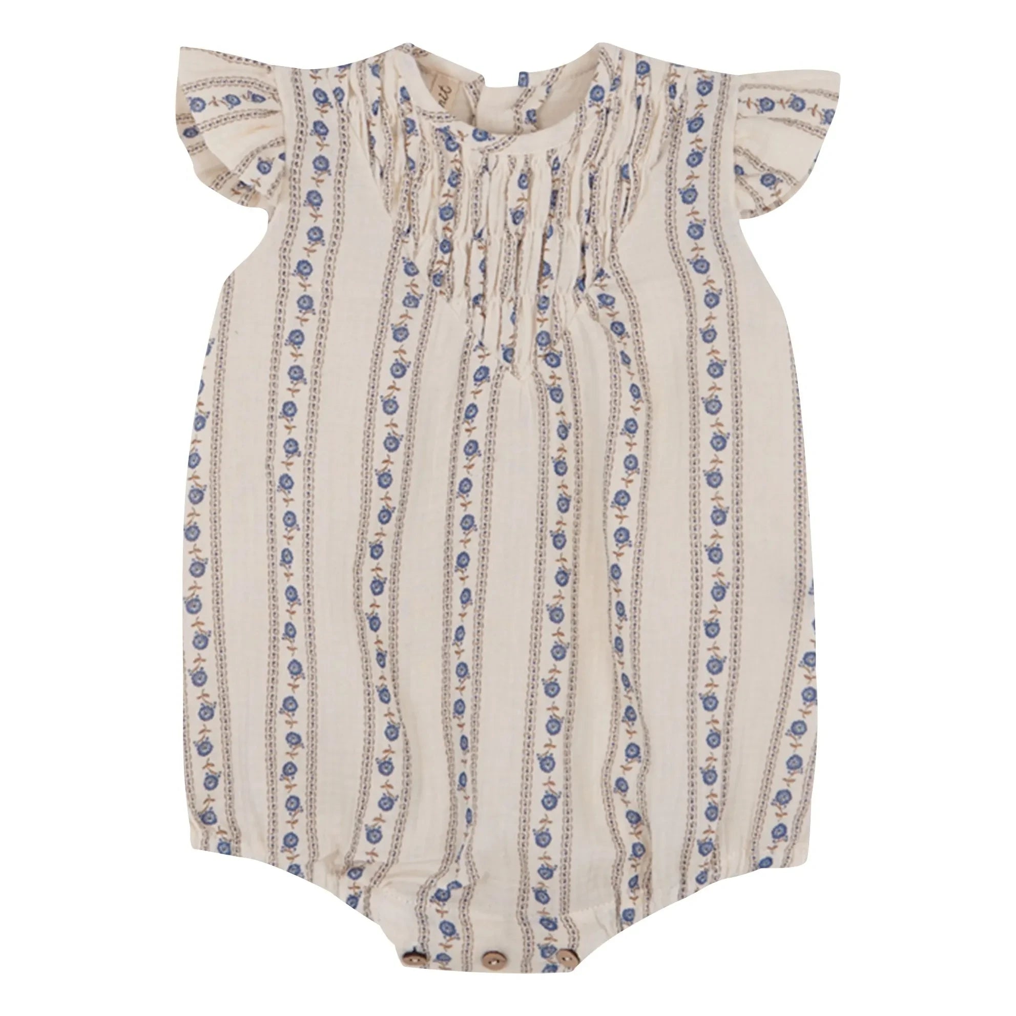 birinit - Ruffled jumpsuit Sariñena Flowers Organic Cotton | Ivory