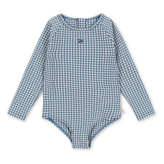 Konges Sløjd - Long Sleeve Swimsuit Fresia Carreaux Recycled Fibers | Blue