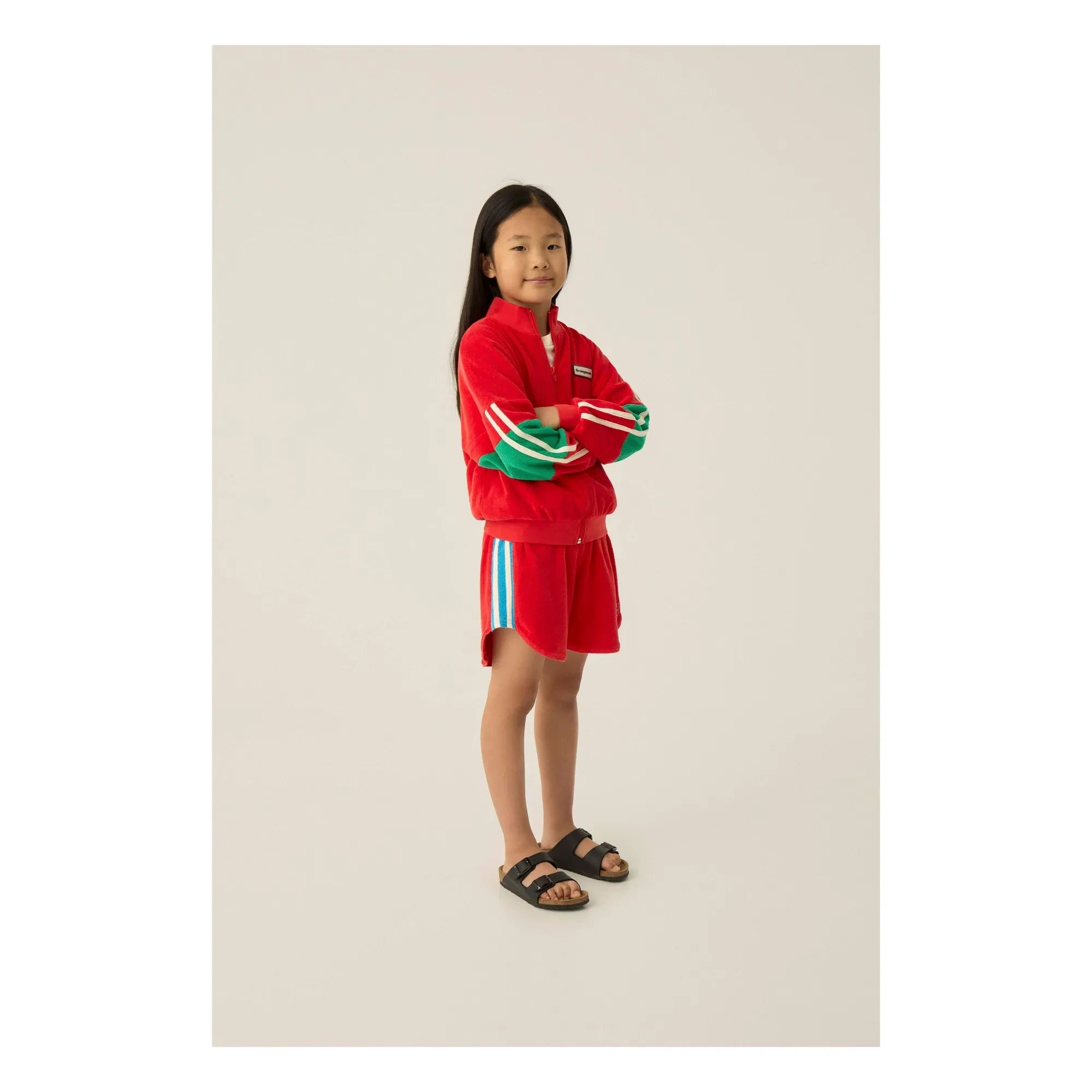 The Campamento - Retro Terry Shorts with Contrast Stripes | Red