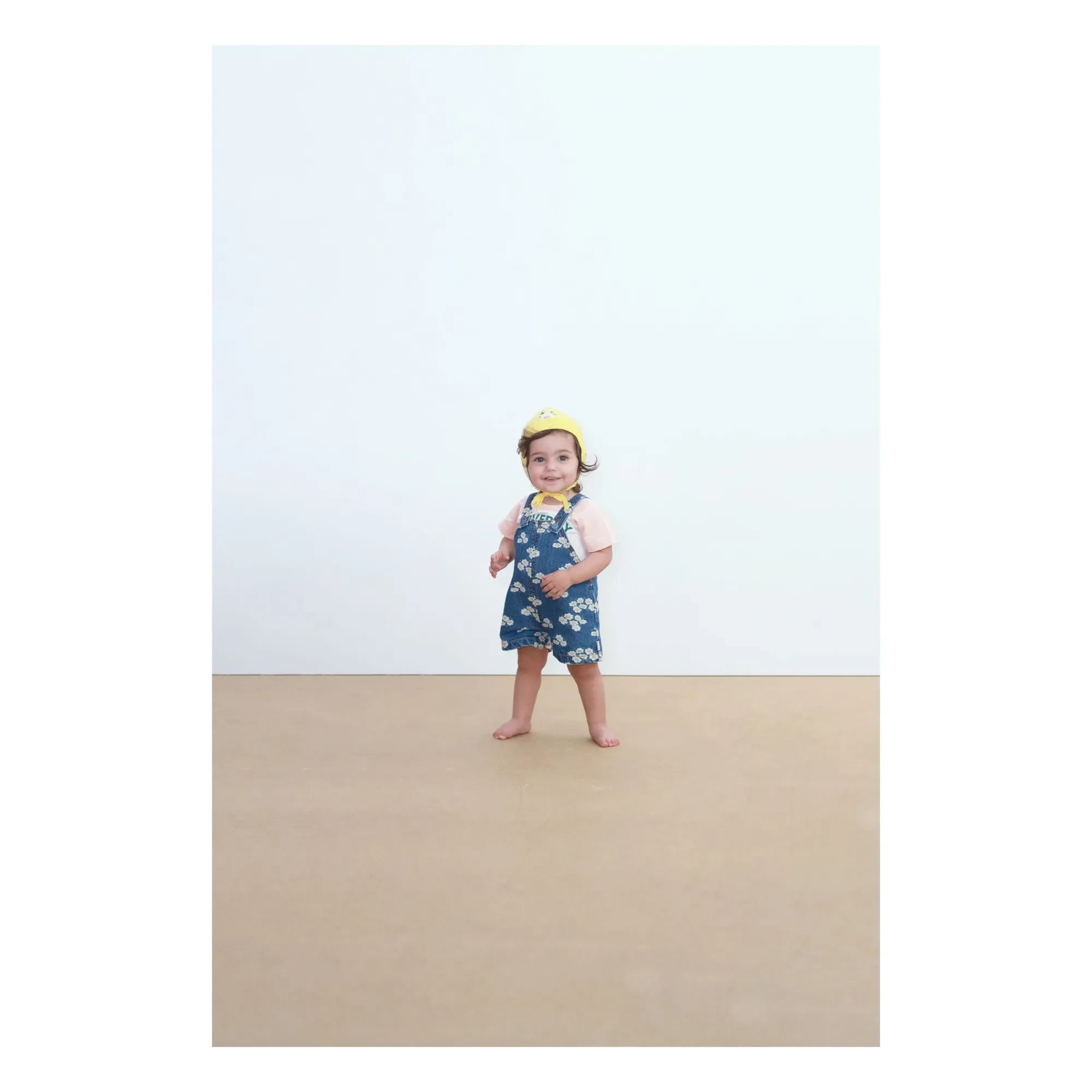 Tinycottons - Short denim dungarees with daisy print | Blue