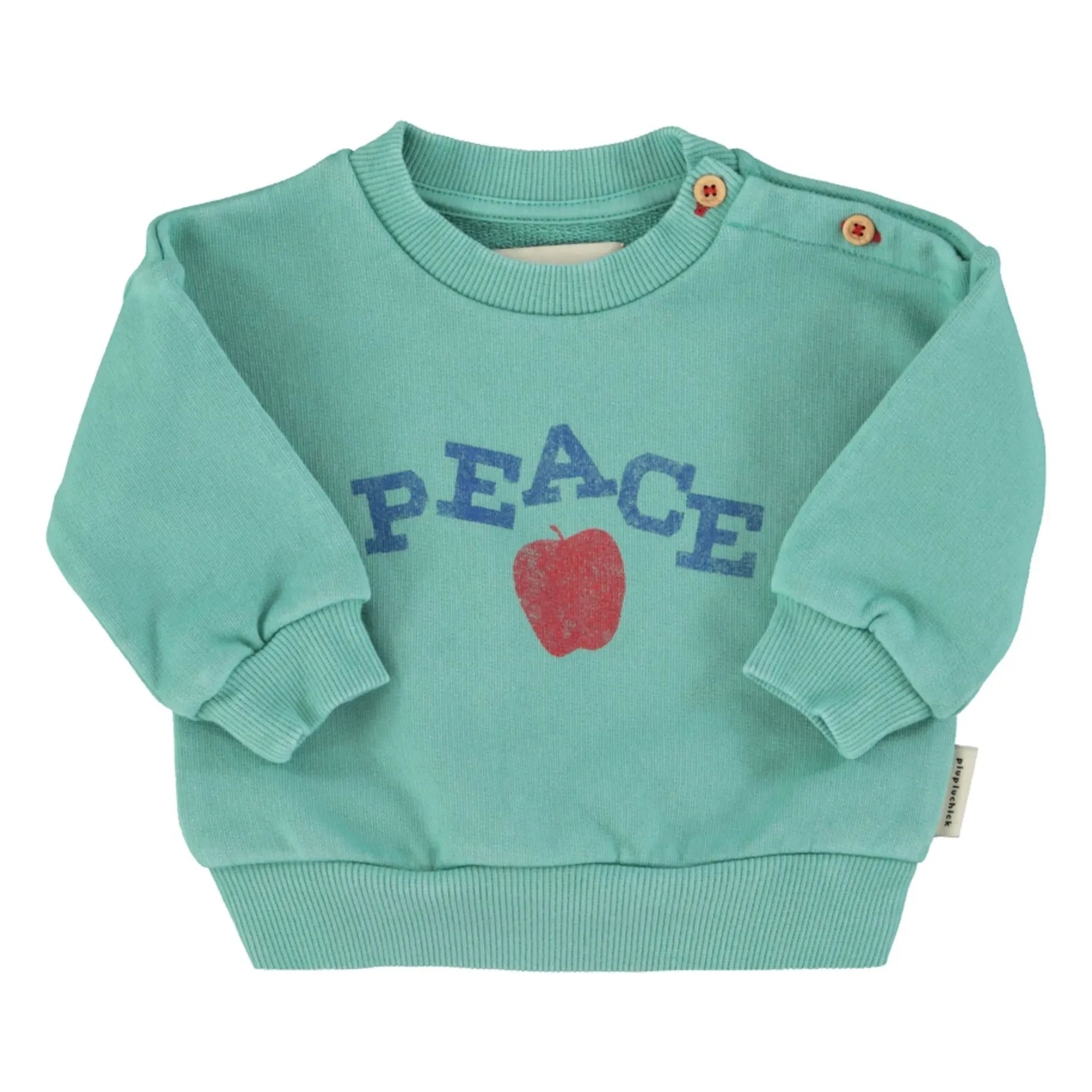 Piupiuchick - Peace Bio-Baumwoll-Sweatshirt | Türkis
