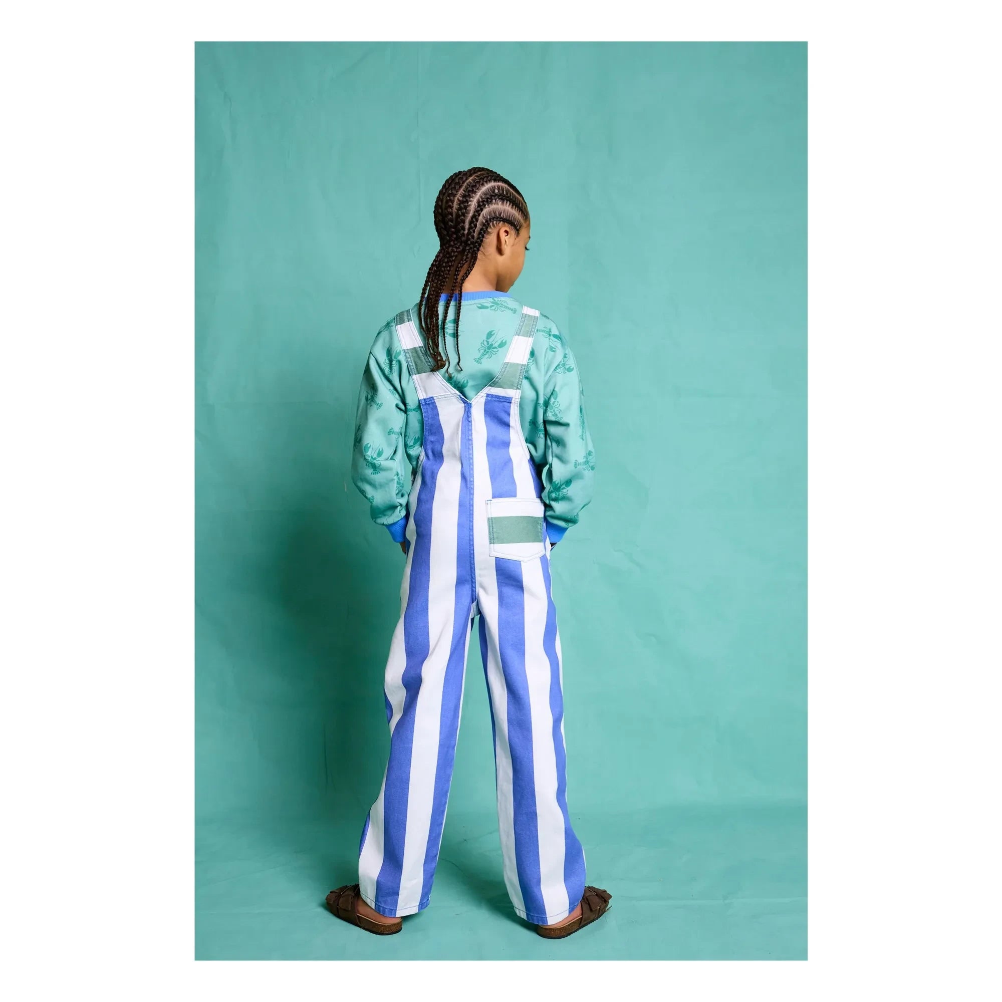 Favorite People - Gestreifter Capri-Overall | Blau