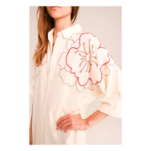 Sacrécoeur - Lou Pivoine Besticktes Baumwoll-Voile-Kleid | Weiß
