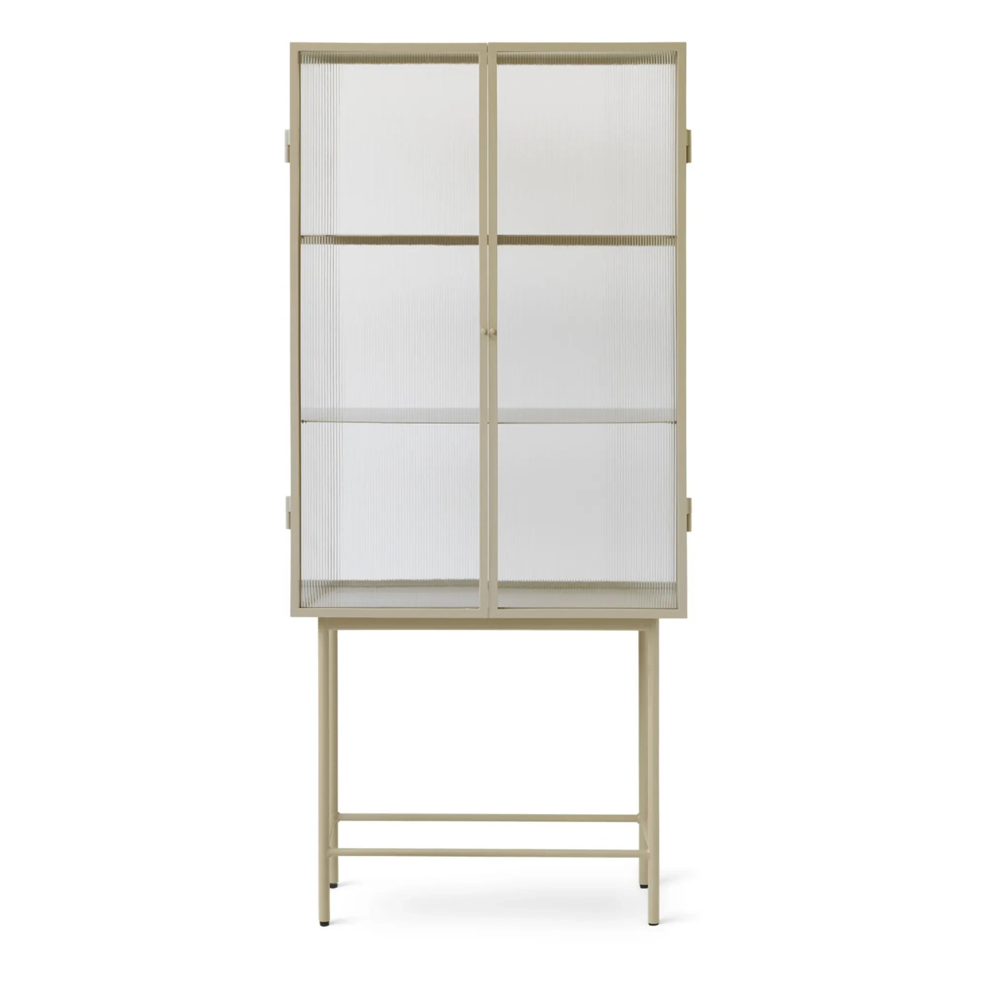 Ferm Living - Haze Konsol aus geriffeltem Glas und Metall | Beige
