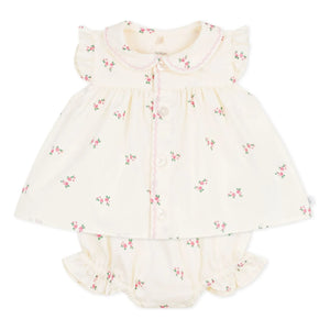 Petit Bateau - Organic Cotton Poplin Blouse and Bloomer Set | Ecru