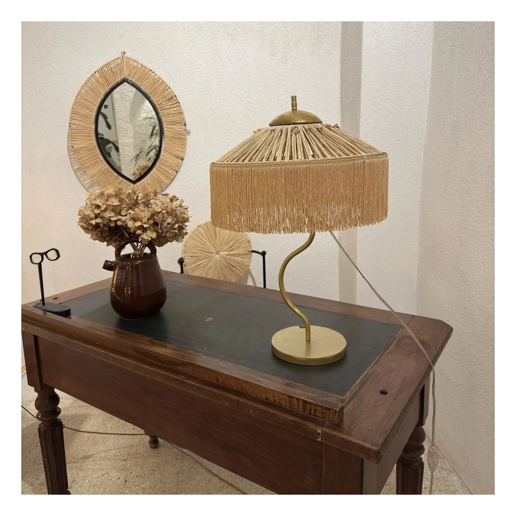 Honoré - KAA Tischlampe mit Fransen | Gold