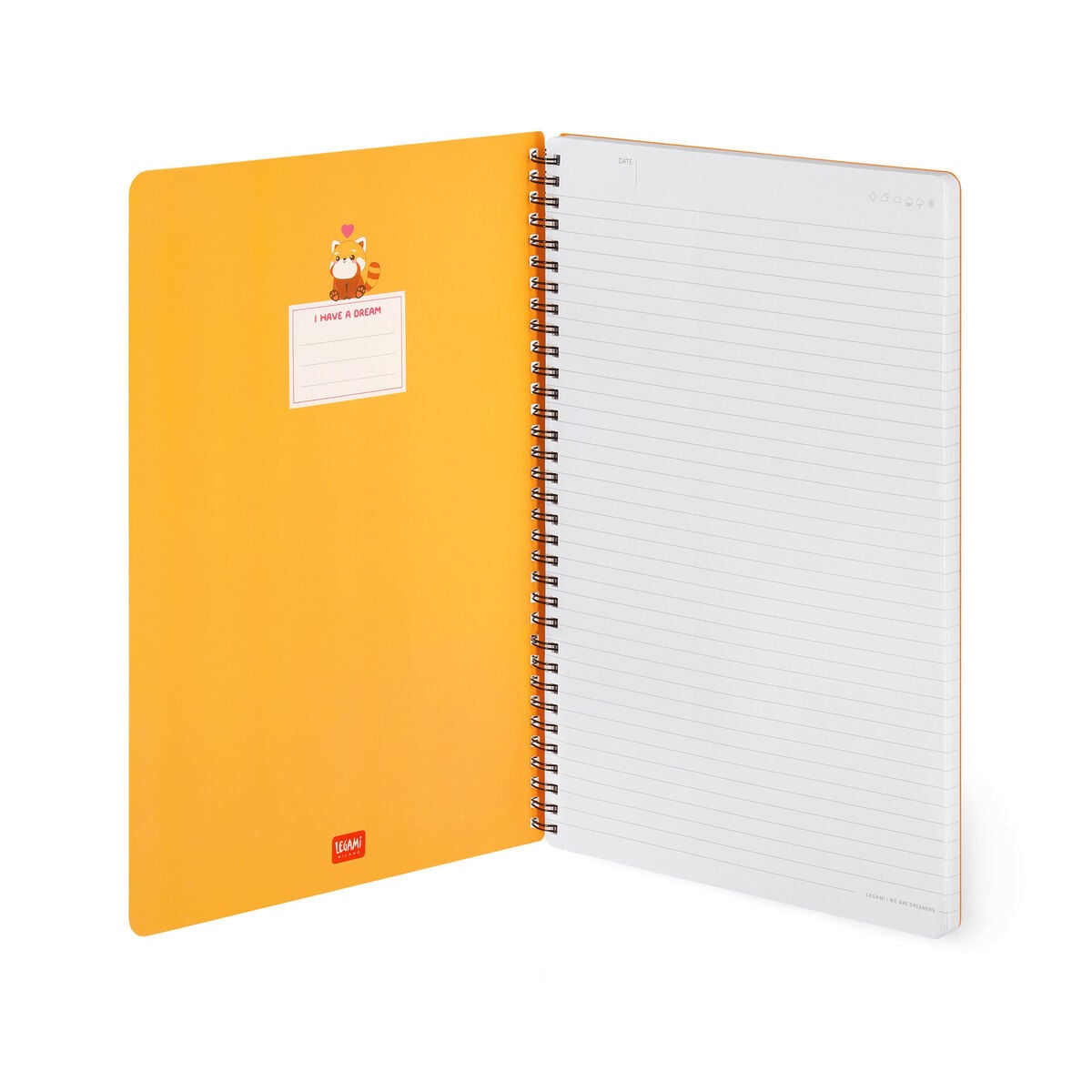 Legami - A4 Lined Defter ile Illustrated Hard Kılıf - Red Panda - Spiral-Bound