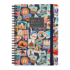 Legami - A4 Lined Defter ile Illustrated Hard Kılıf - Seyahat Stickers - Spiral-Bound