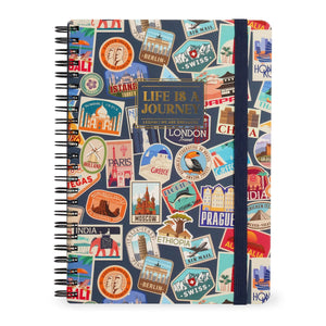 Legami - A4 Lined Defter ile Illustrated Hard Kılıf - Seyahat Stickers - Spiral-Bound